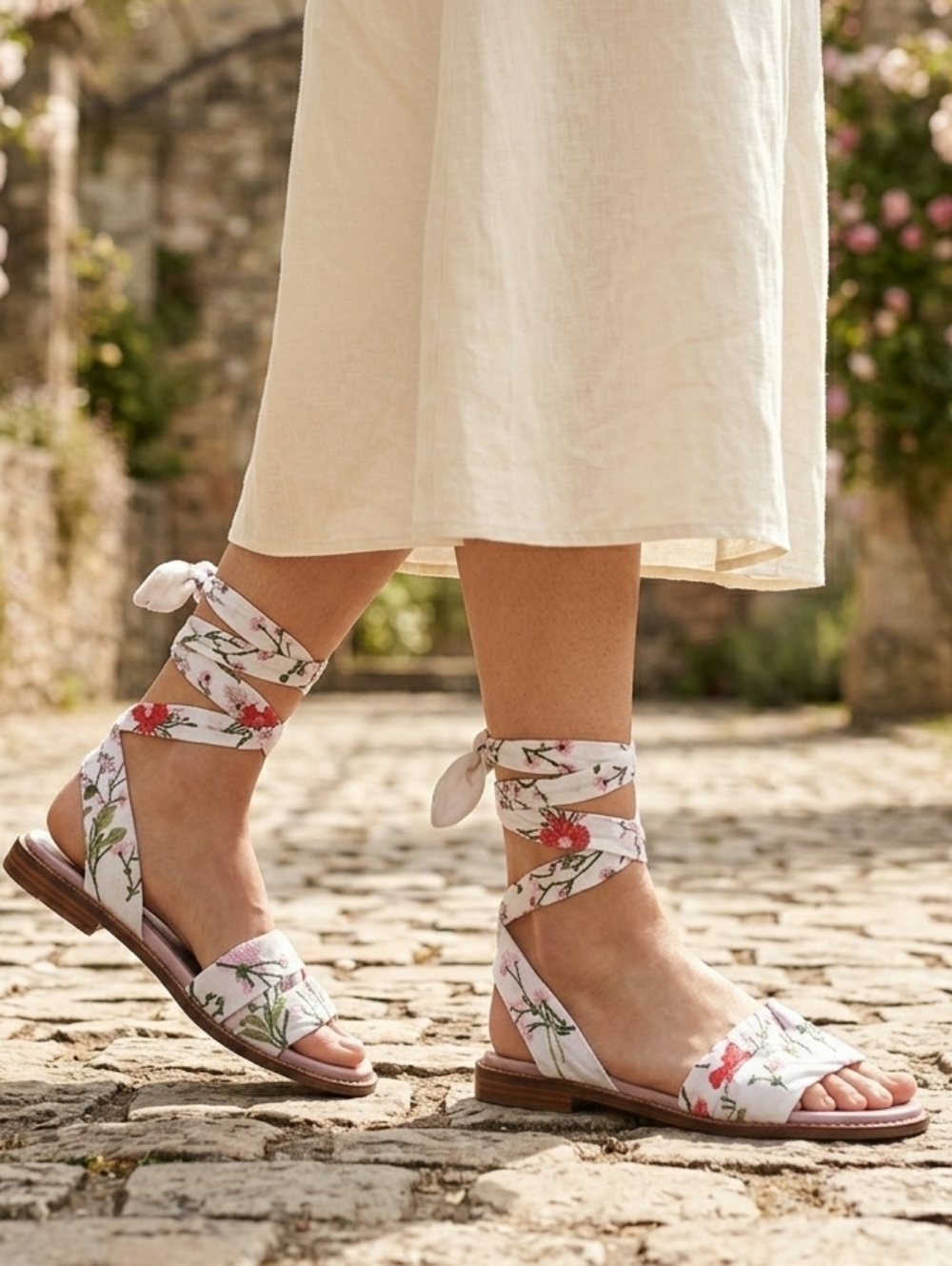 Marques / Almeida Floral Wrap Flat Sandals